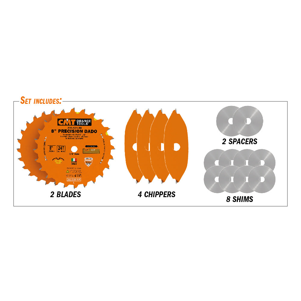 CMT Precision Dado Set - 150mm (6") - 5/8" bore