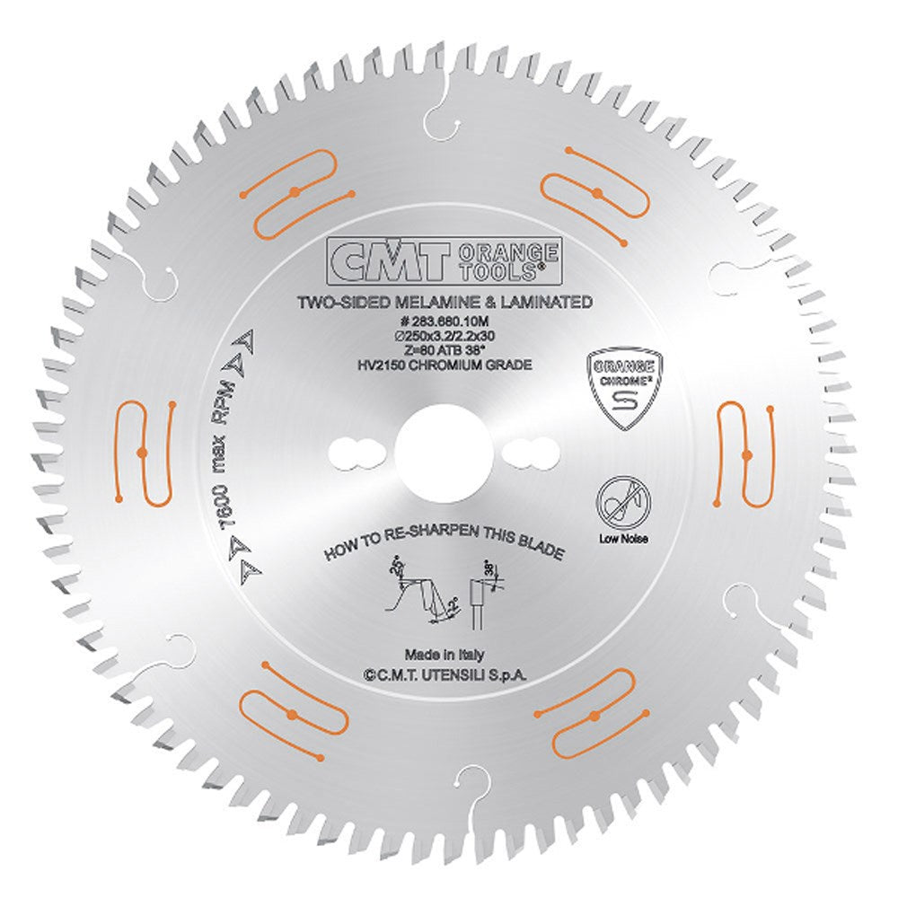 CMT Industrial Low Noise and Chrome Coated Blade - 80 Tooth 38° (ß) Grind