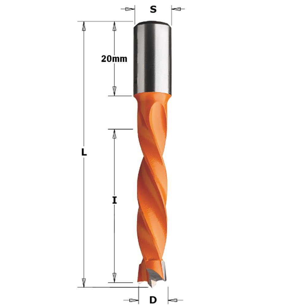 CMT TCT 4 Flute Dowel Drill Bit - RH - 5mm diameter 70mm length