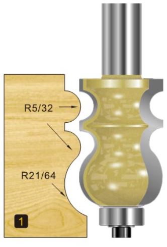 Arden Decorative Moulding Bit with Bearing - 1/2" Shank 34.9mm Cut Depth
