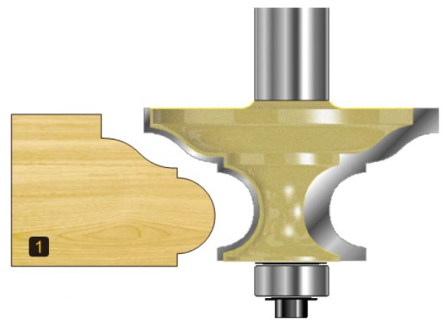 Arden Decorative Moulding Bit with Bearing - 50.8mm Diameter 1/2" Shank