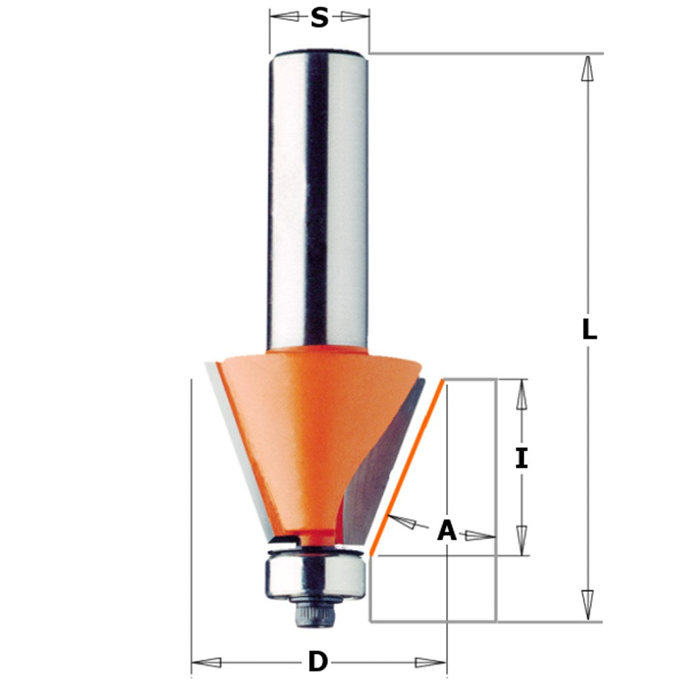 CMT Chamfer Bit 11.25degX22mm 1/2"S
