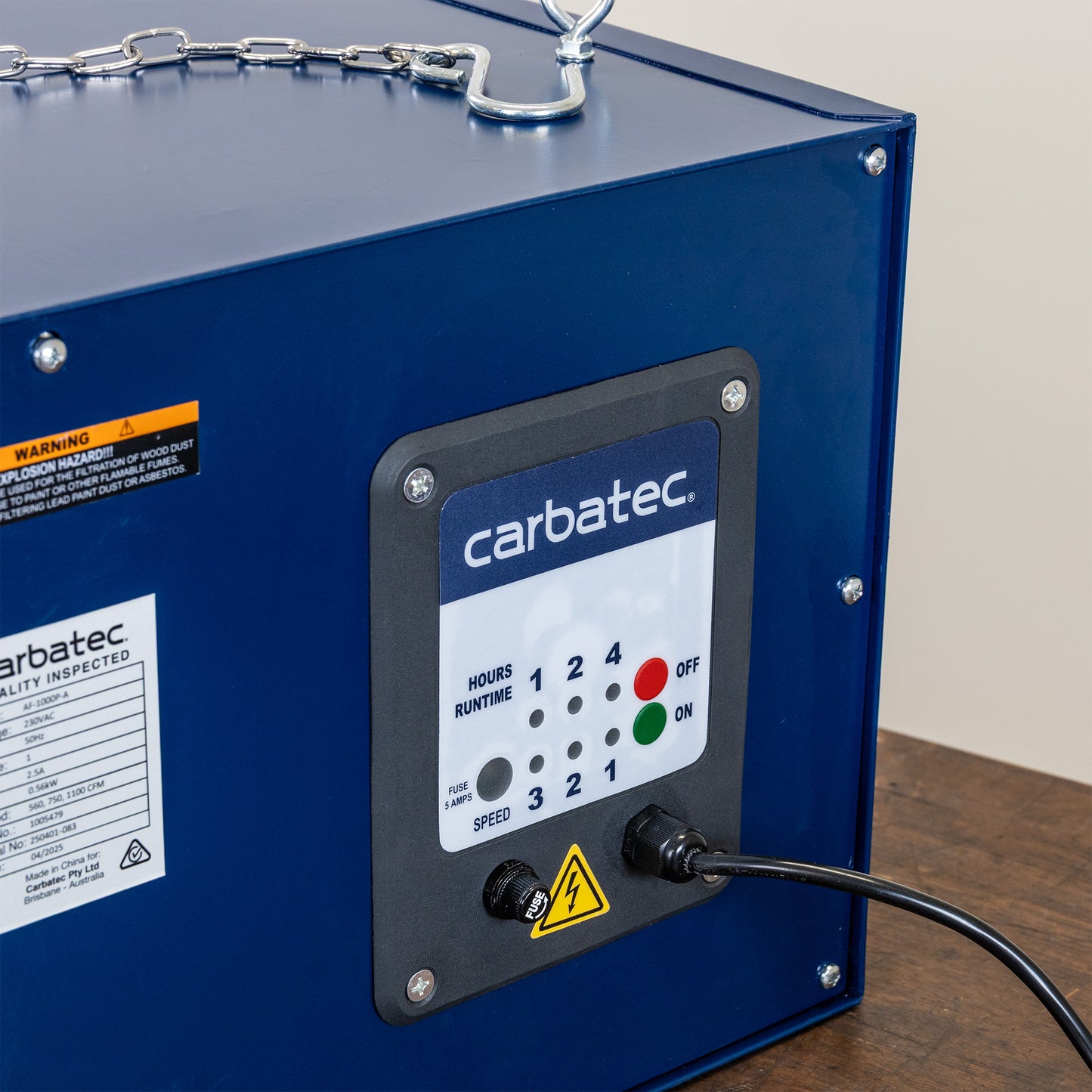 Carbatec Room Air Filter - 3/4HP with 5 Micron Filter & remote operation