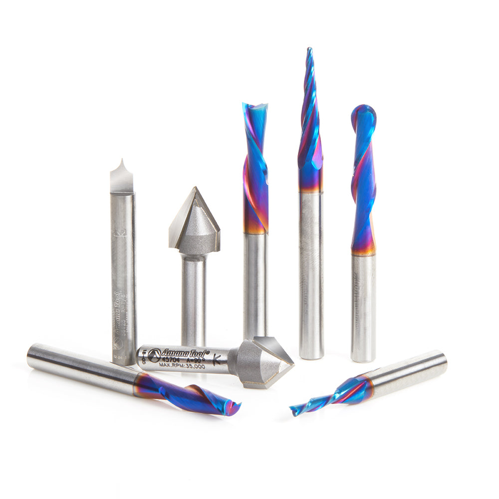 Amana AMS-177-K 8 Piece Deluxe CNC Bit Collection - 1/4" Shank
