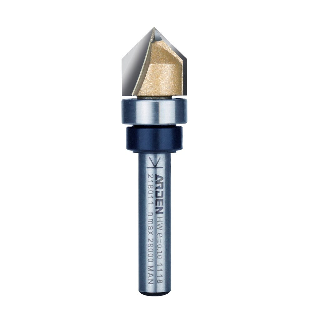 Arden "V" Groove Bit with Bearing - 12.7mm Diameter 1/4" Shank