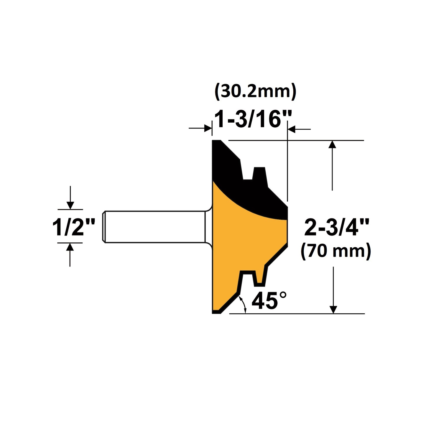 Arden Mitre Lock Bit - 70mm Diameter 1/2" Shank