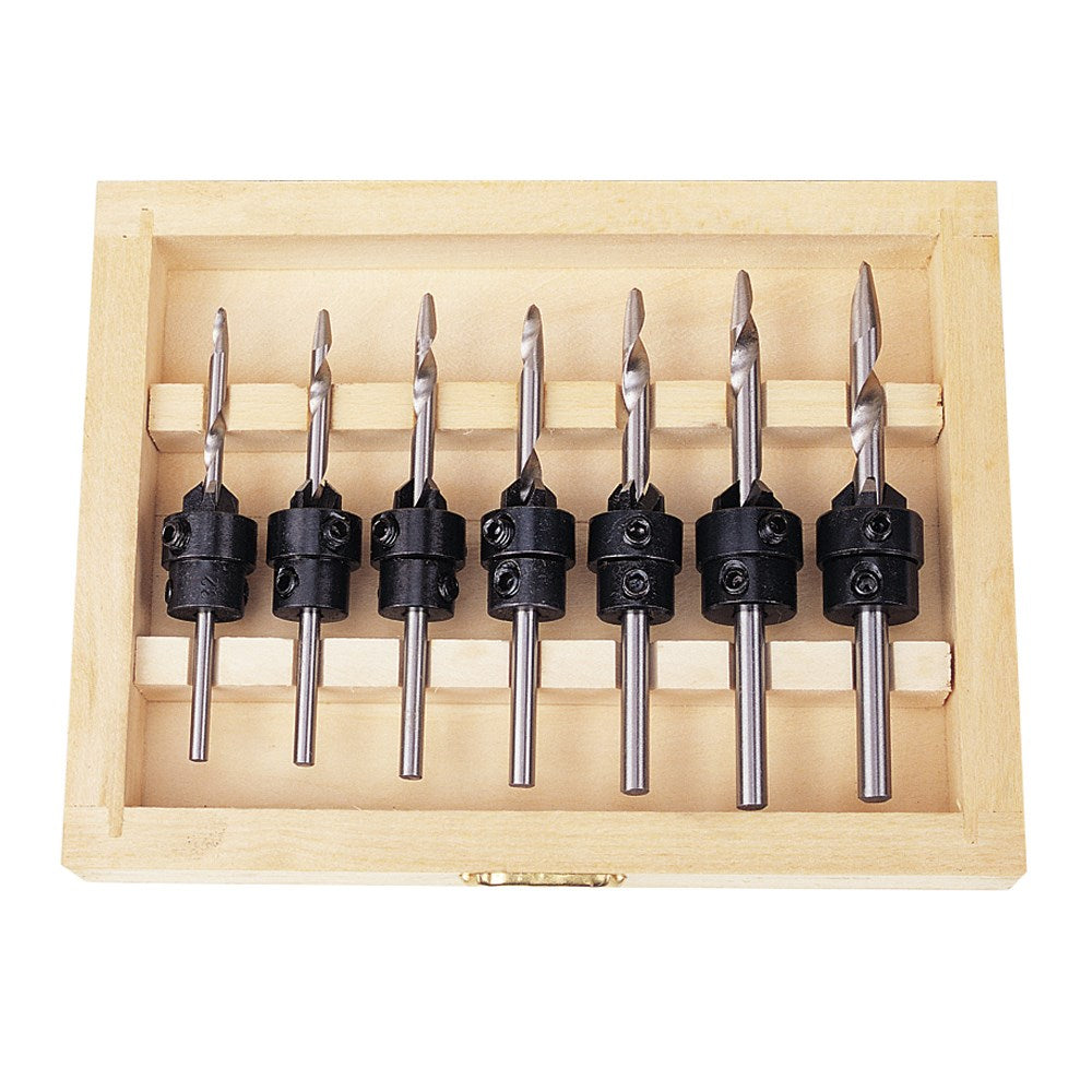 Carbatec 7 Piece Countersink Drill Bit Set