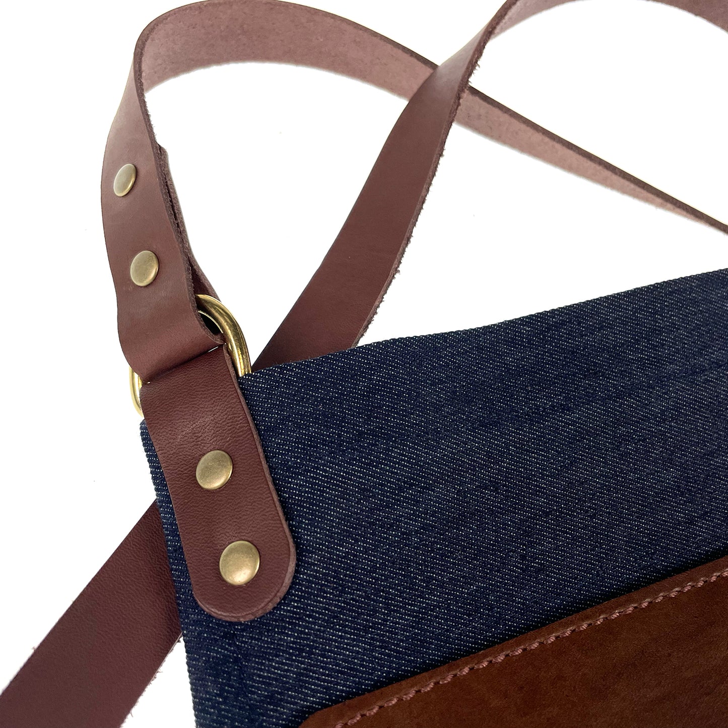 En Mina Denim and Leather Carving Apron