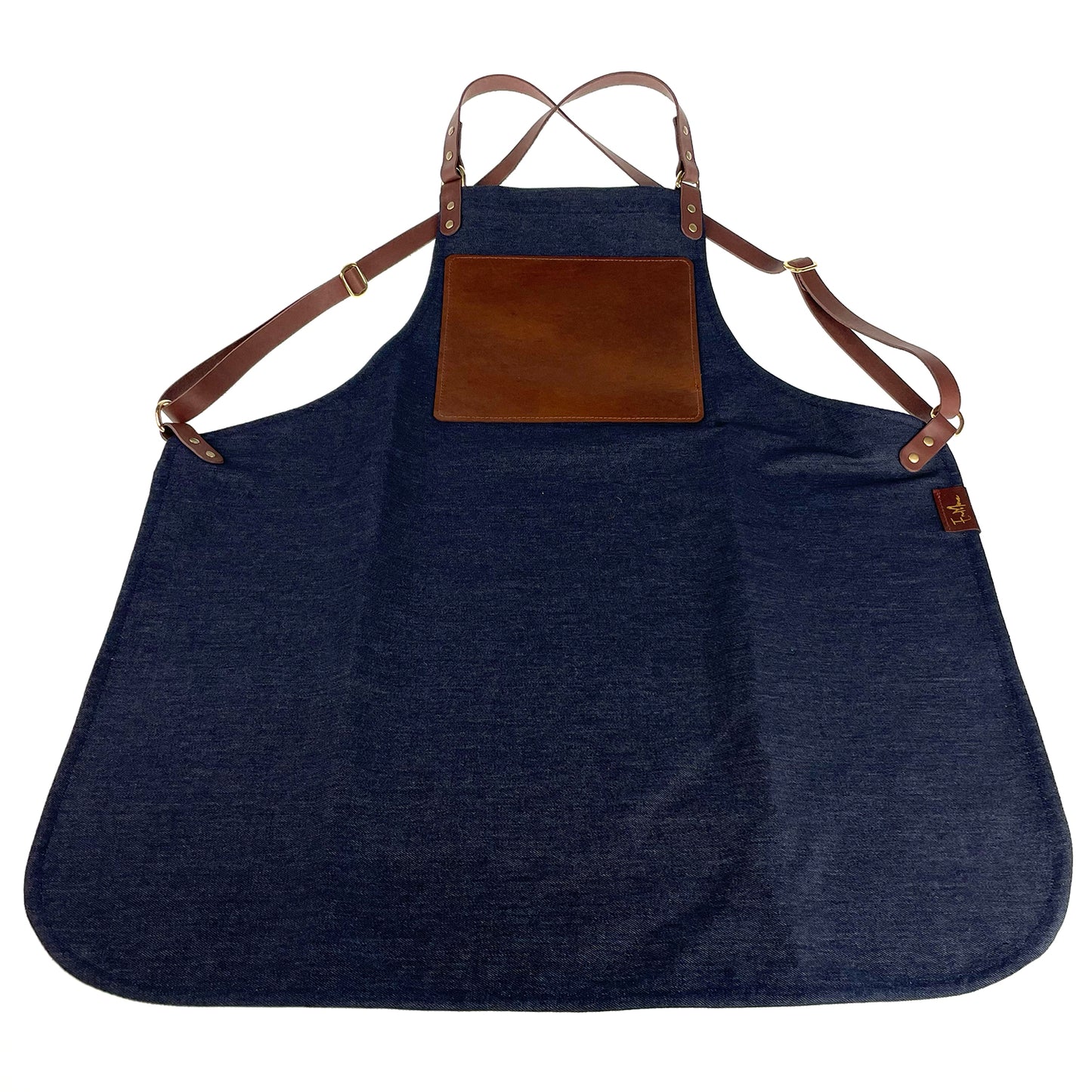 En Mina Denim and Leather Carving Apron