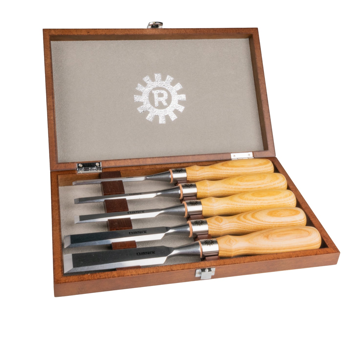 Narex Premium Richter Cryogenic 5pc Bevel Edge Chisel Set in Wooden Case