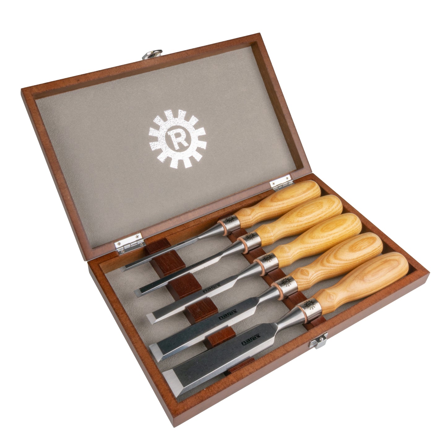Narex Premium Richter Cryogenic 5pc Bevel Edge Chisel Set in Wooden Case