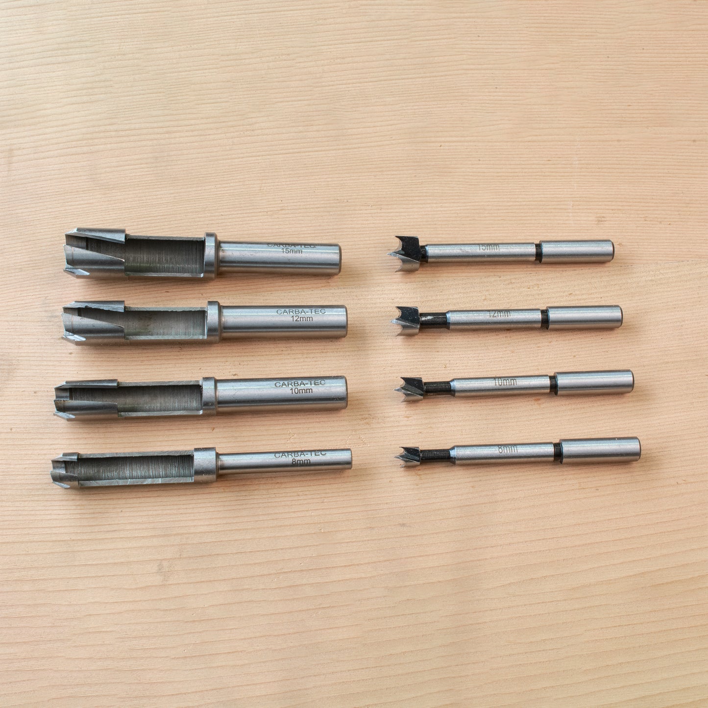Carbatec Drill & Barrel Plug 8pce cutter Set - Small
