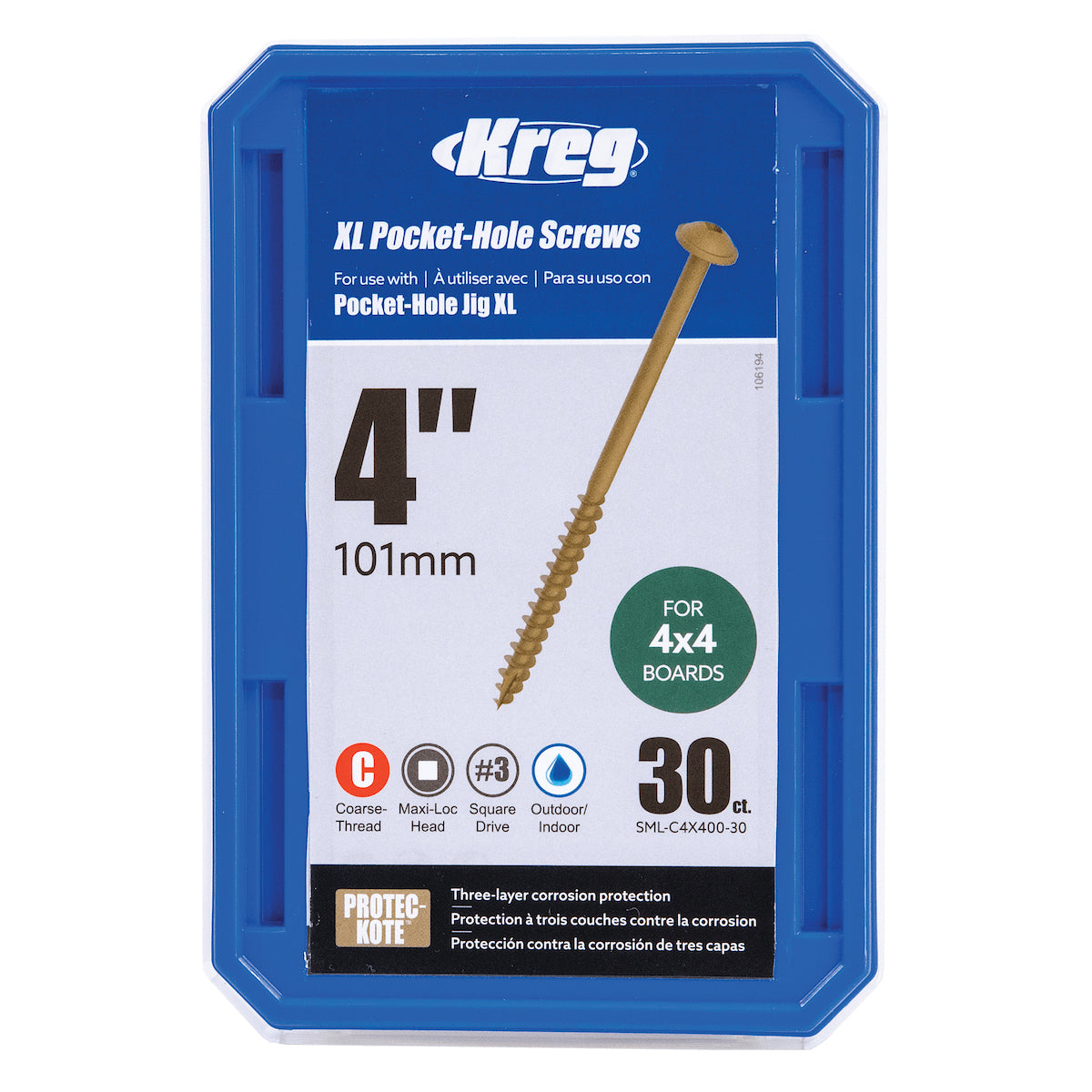 Kreg XL Pocket-Hole Screws 102mm - 75 Count