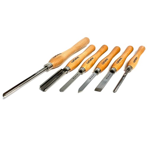 Carbatec 6PC Cryogenic M2 HSS Medium Woodturning Chisel Set | Carbatec