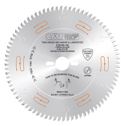 CMT Industrial Low Noise and Chrome Coated Blade - 80 Tooth 38° (ß) Grind