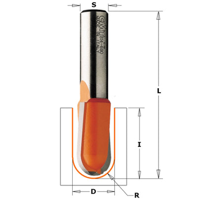 CMT Round Nose Bit 1/4 diameter 16mm 1/2" Shank