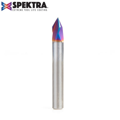 Amana 45624-K Spektra Solid Carbide 3 Flute V-Bit, 60° Angle, 1/4" Shank