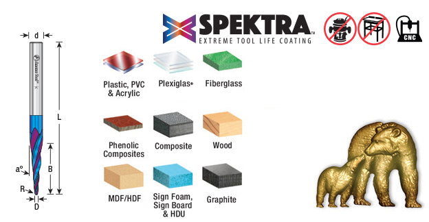Amana 46282-K Spektra Solid Carbide Tapered 3D Spiral Bit, 5.4° Angle