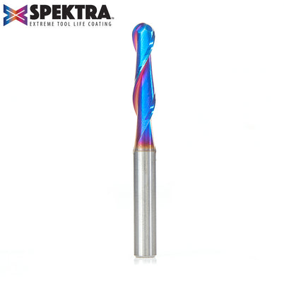 Amana 46376-K Spektra Solid Carbide Upcut Ball Nose Spiral Bit, 1/4" Dia