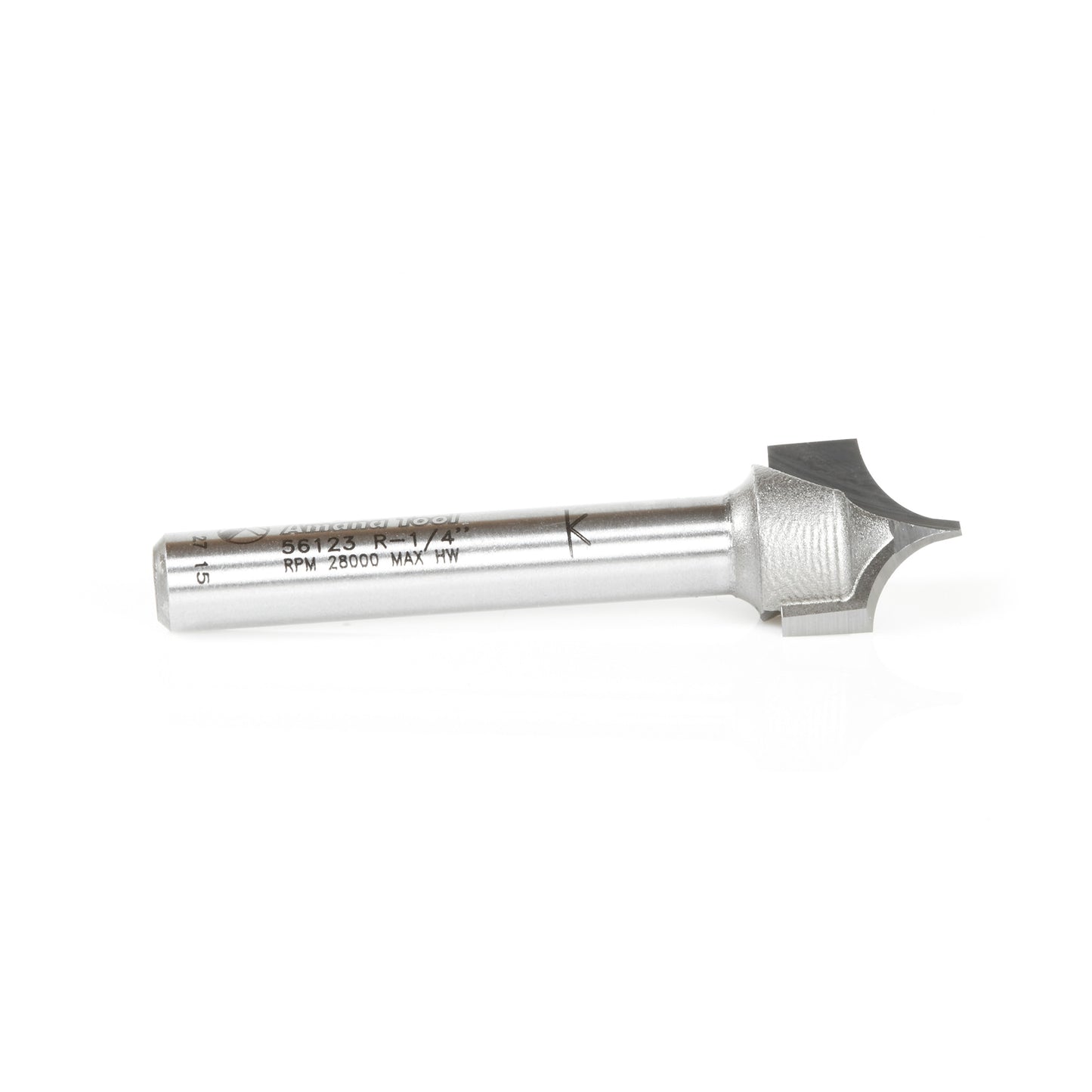 Amana 56123 Carbide Tipped Point Cutting Roundover Bit, 1/4" Radius, 1/4" Shank