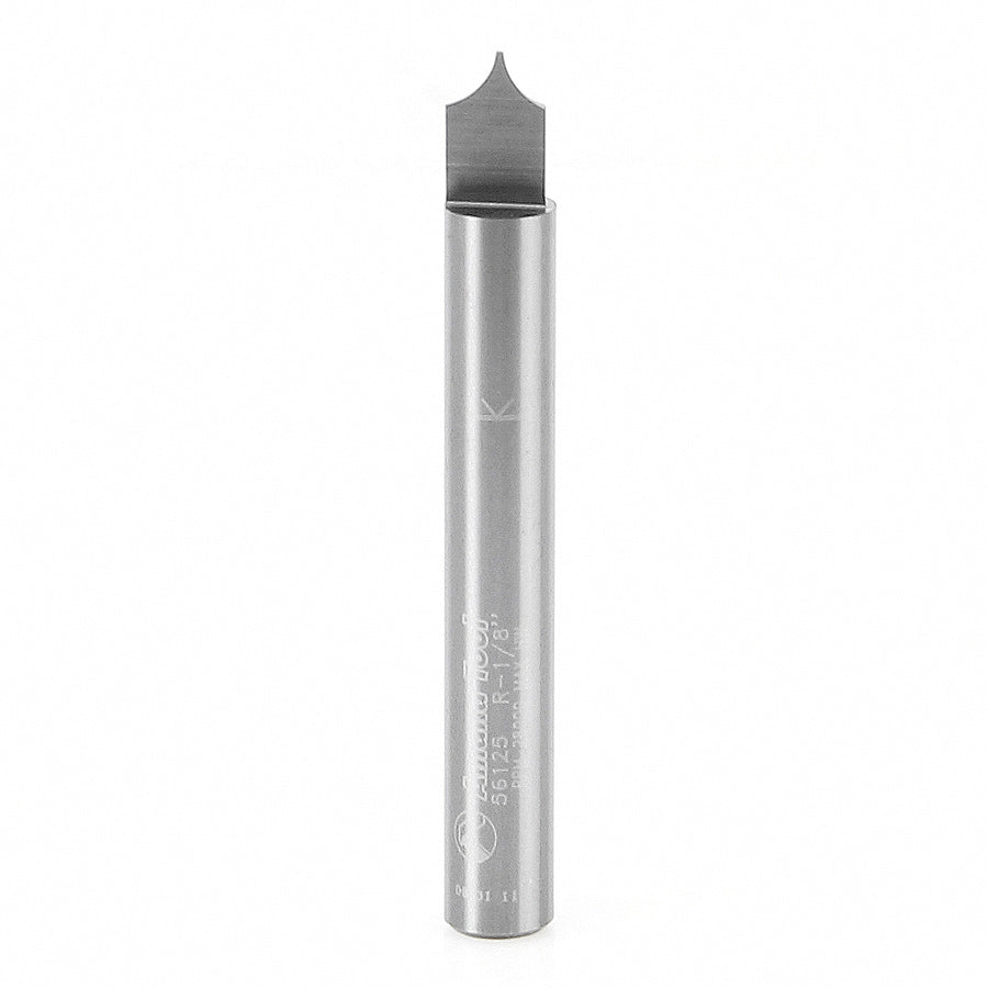 Amana 56125 Carbide Tipped Point Cutting Roundover Bit, 1/8" Radius, 1/4" Shank
