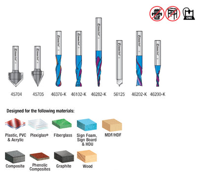 Amana AMS-177-K 8 Piece Deluxe CNC Bit Collection - 1/4" Shank