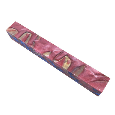 Carbatec Large Acrylic Pen Blank - Red / Blue / Gold Swirl