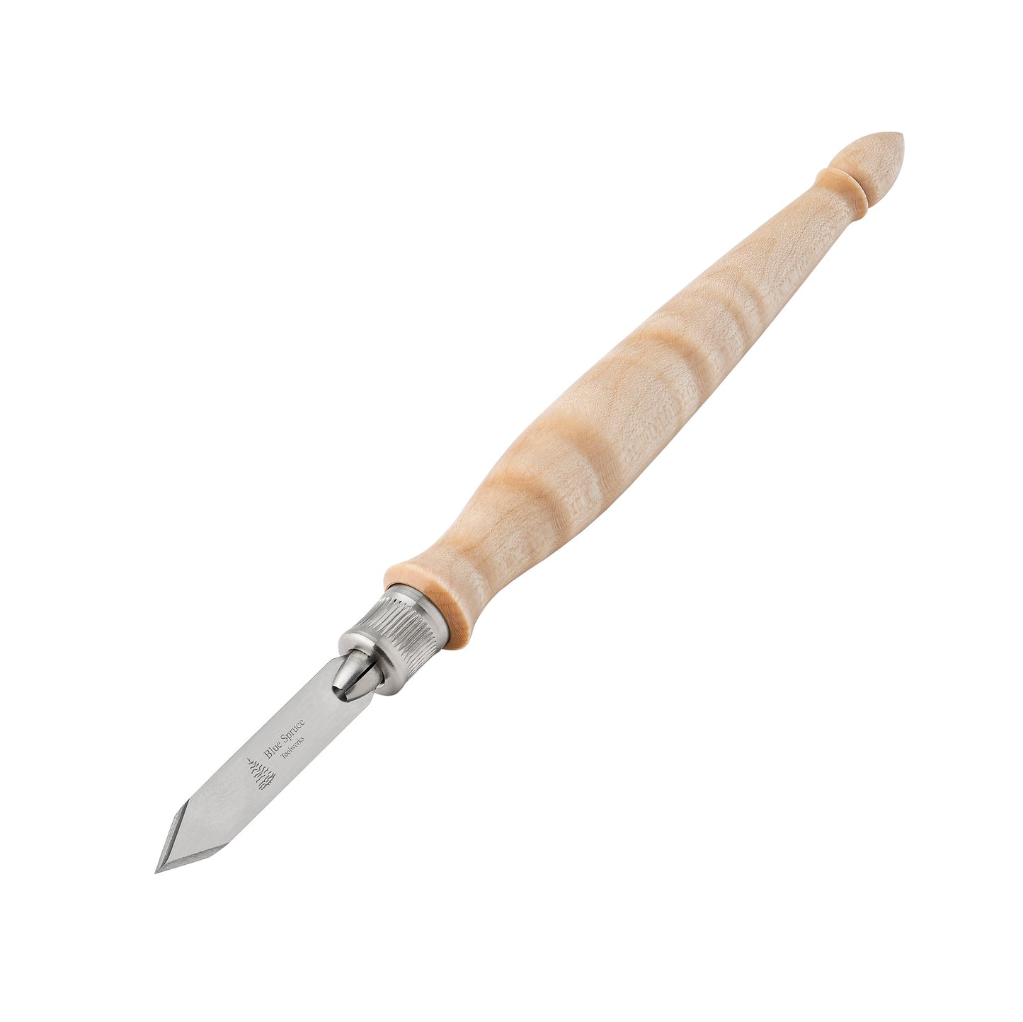 Blue Spruce Spear Point Marking Knife Curly Maple Handle