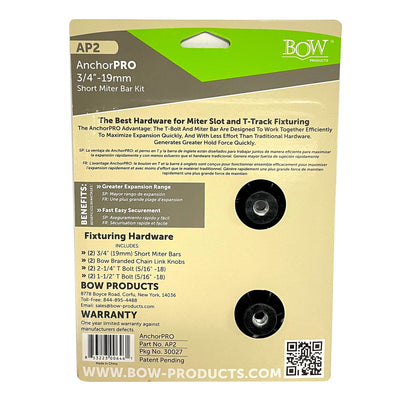 Bow Products AnchorPro Short 3/4" Miter Bar Kit