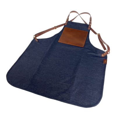 En Mina Denim and Leather Carving Apron