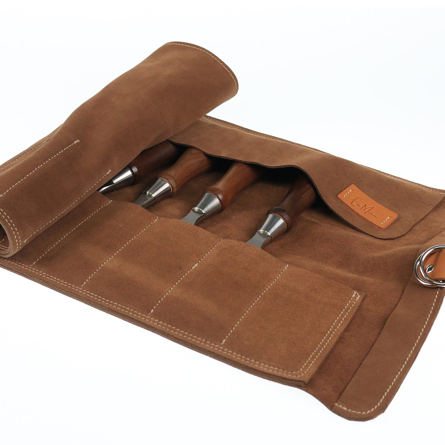 En Mina 12 Pocket Suede Chisel Roll