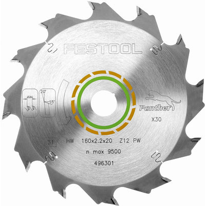 Festool Panther Saw Blade 160mm x 2.2mm x 20mm 12 tooth