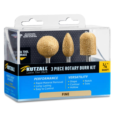 Kutzall Original Burr Kit for ¼” Grinders - 3 Piece Fine Kit