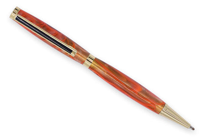 Carbatec Ball Point Pen Parts Gold Finish W/Black Clip - 5 Pack