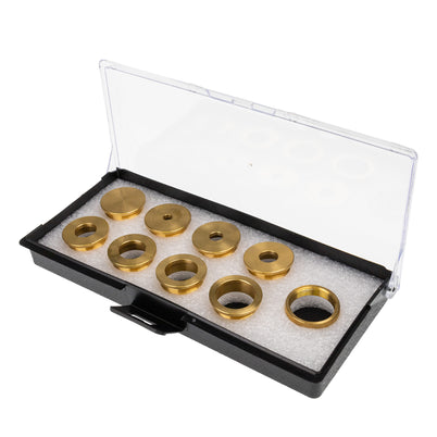 Carbatec Router Plate Insert Set – 9pce Solid Brass Inserts