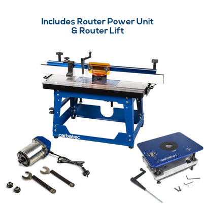 Carbatec Powered Deluxe Compact Router Table Kit with Cast Iron Top
