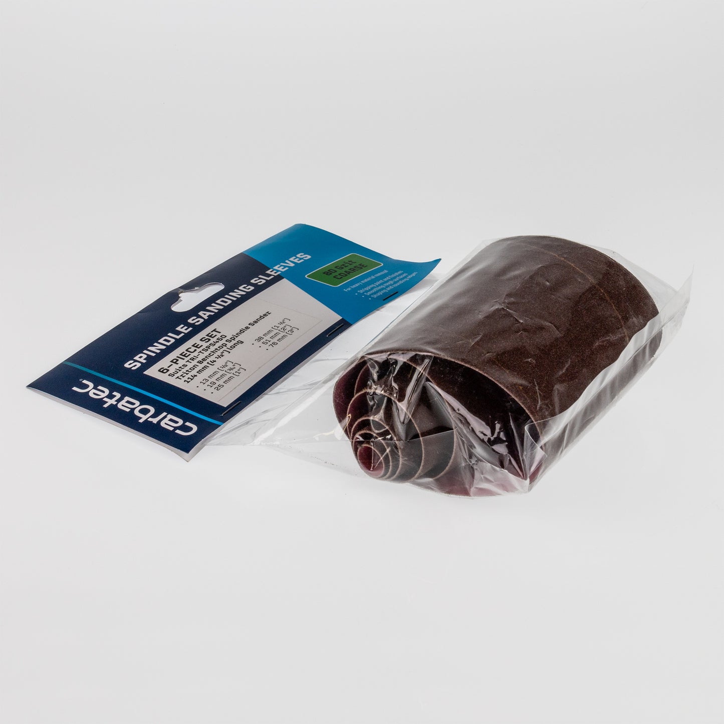 Carbatec 6Pce Sanding Sleeves 80 Grit to suit Triton TSPS450 Spindle Sander