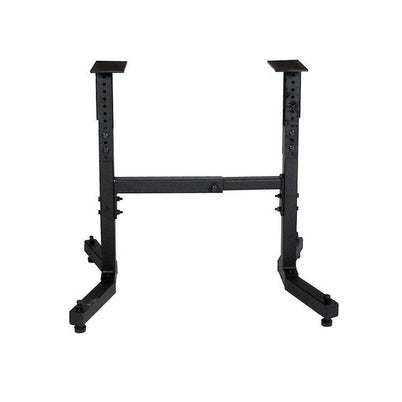 A black steel stand designed to convert a benchtop lathe to a free-standing unit, suitable for woodturning lathes.